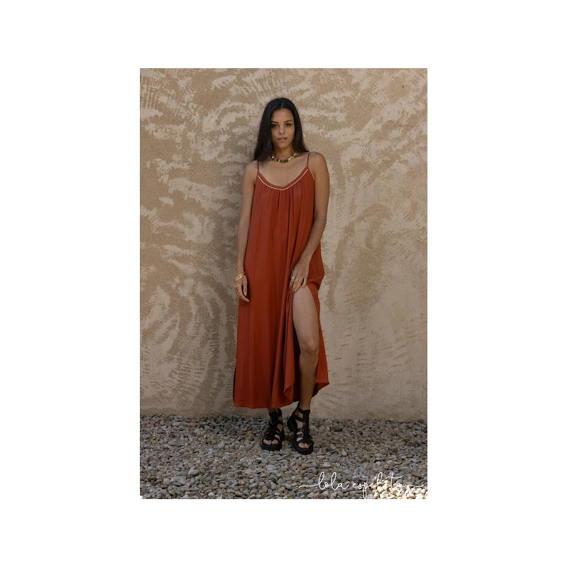 Vestido largo teja LOLA ESPELETA