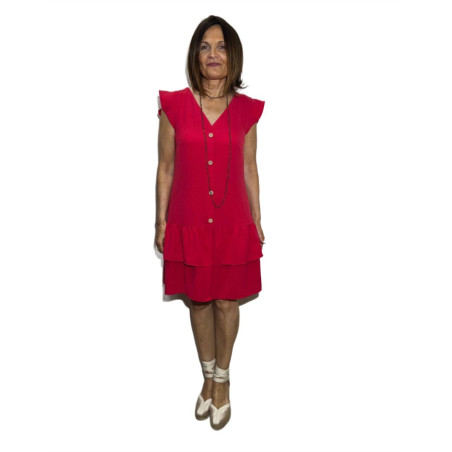 Vestido volantes rojo LEYCA