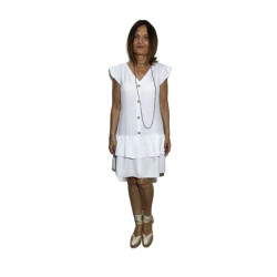 Vestido volantes blanco LEYCA