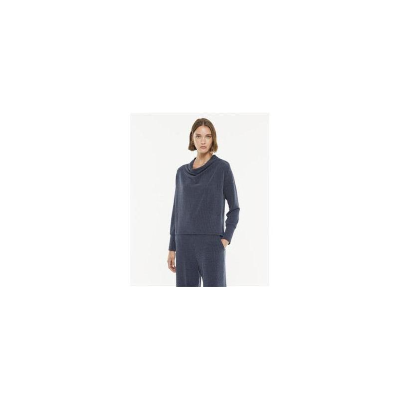 Camiseta canalé azul PAZ TORRAS